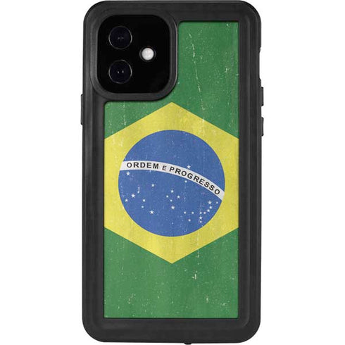 Brazil Flag Distressed iPhone 12 Waterproof Case